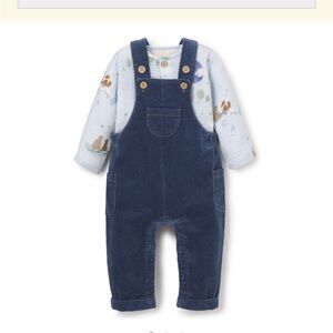 NWT Elegant Baby Magical adventure print top and corduroy overalls